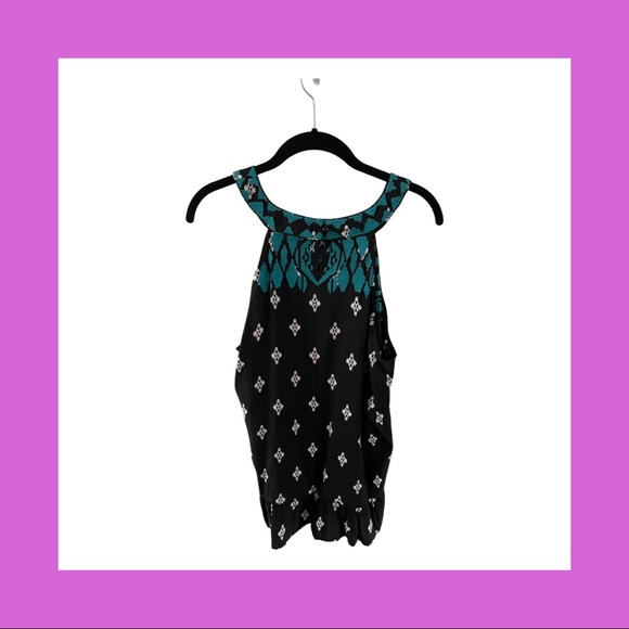 Teal Embroidered THML Clothing Tank-Style Blouse - Picture 2 of 5